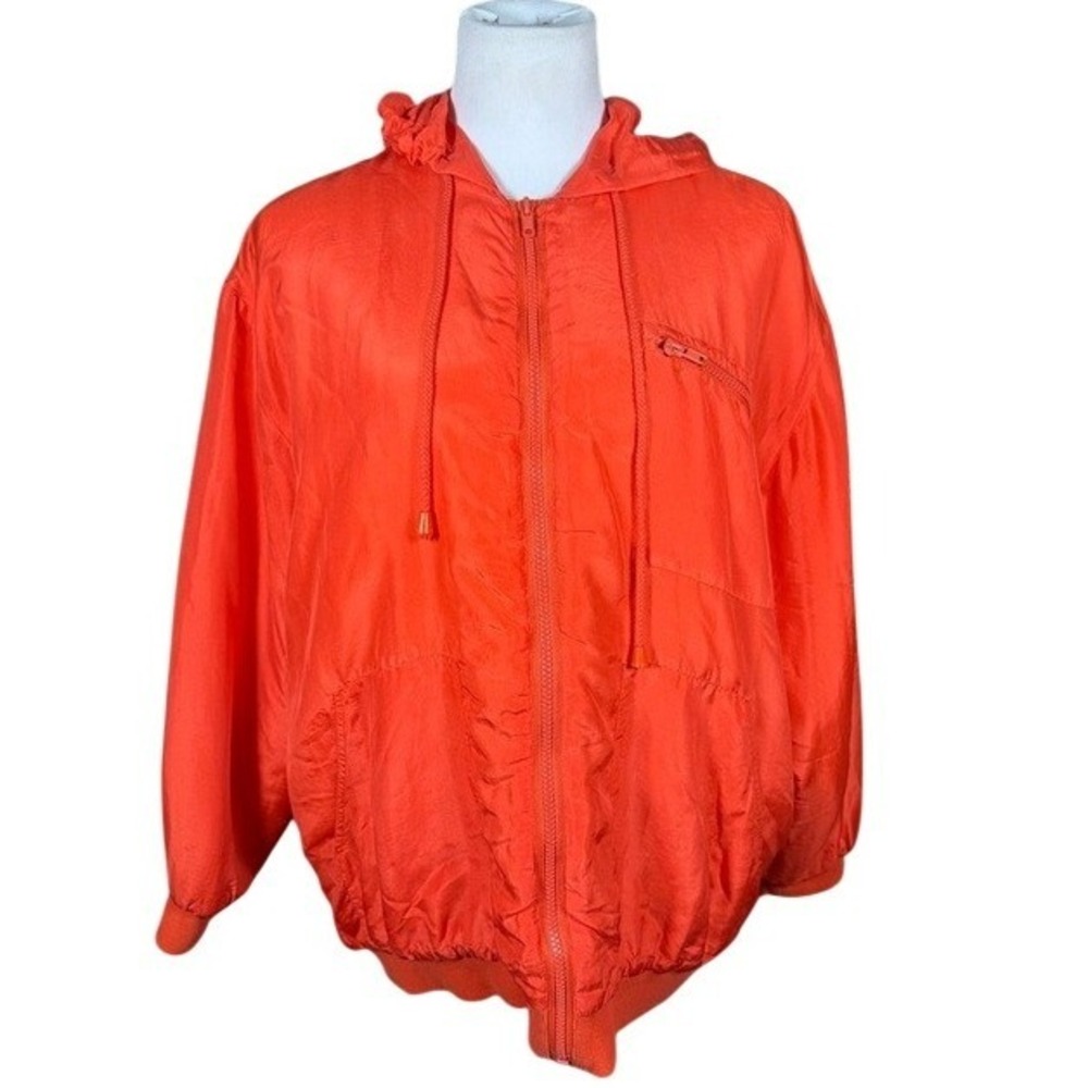 Otello Pelle Silk Jacket Womens S Orange Hooded Full Zip Otello Pelle